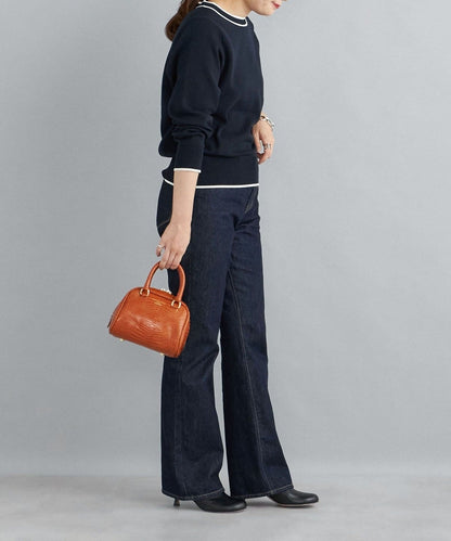 〈手洗い可能〉ラインクルーネックプルオーバー