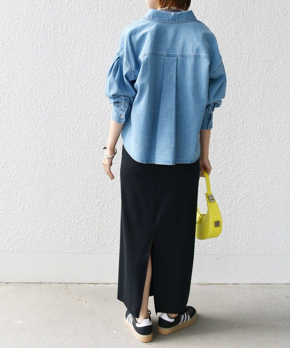 〈手洗い可能〉ECO BLUE(R) リブ ジャージー 2WAY ストレッチ スカート