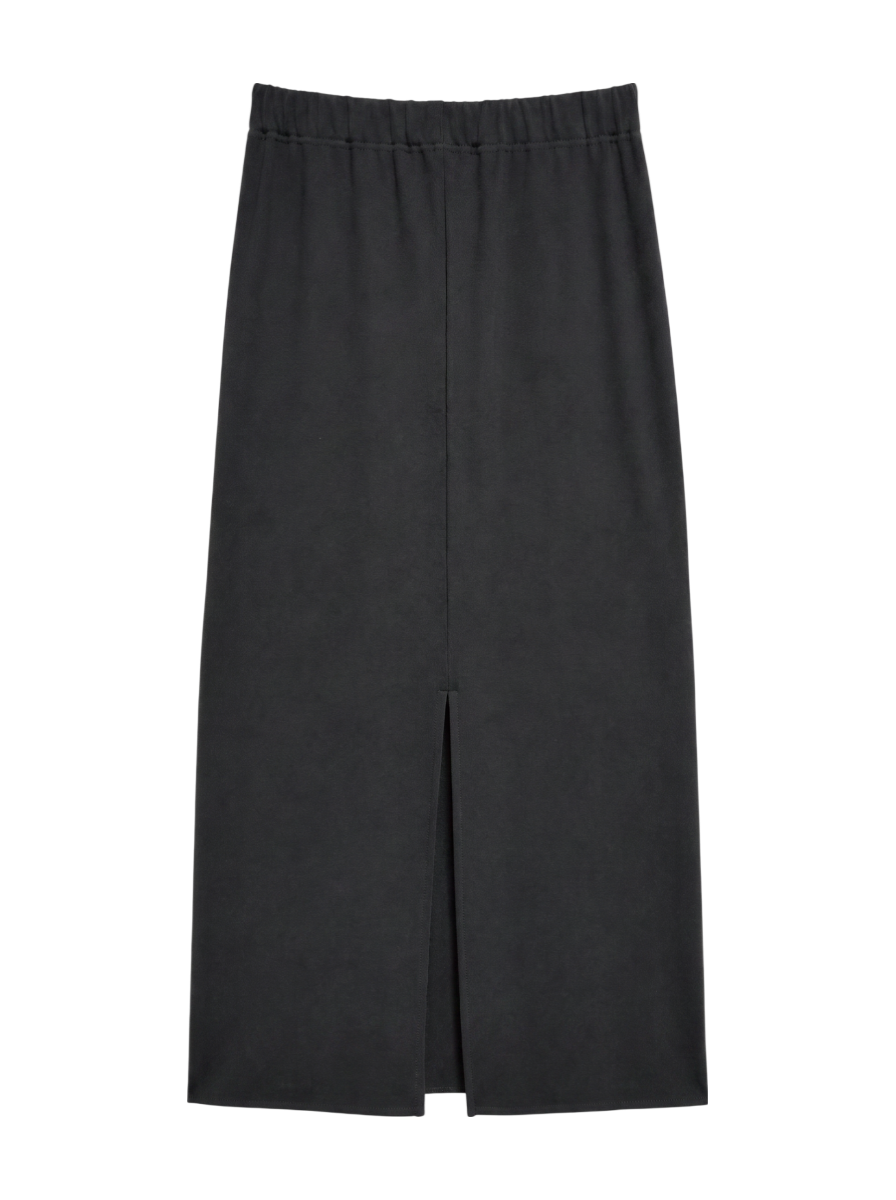 〈手洗い可能〉ECO BLUE(R) リブ ジャージー 2WAY ストレッチ スカート