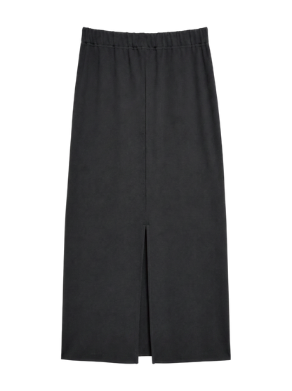 〈手洗い可能〉ECO BLUE(R) リブ ジャージー 2WAY ストレッチ スカート