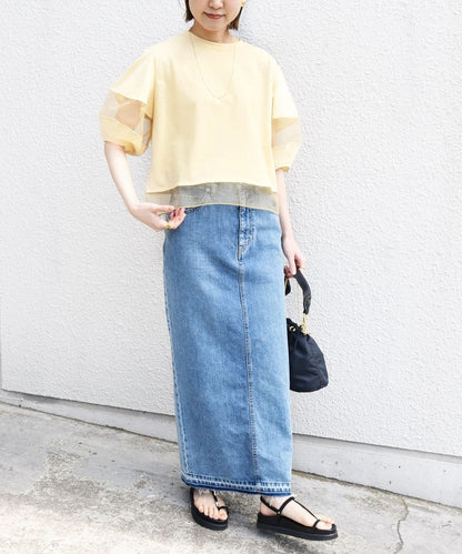【WEB限定】〈手洗い可能〉シアー コンビ プルオーバー