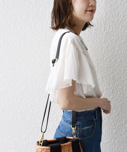 ギャザー スリーブ コットン 天竺 TEE