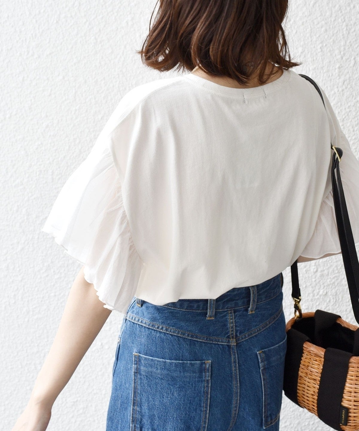 ギャザー スリーブ コットン 天竺 TEE