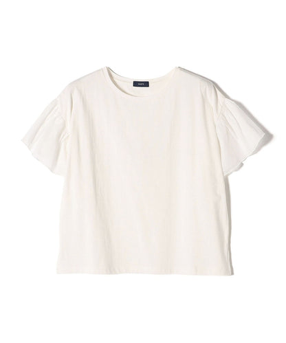 ギャザー スリーブ コットン 天竺 TEE