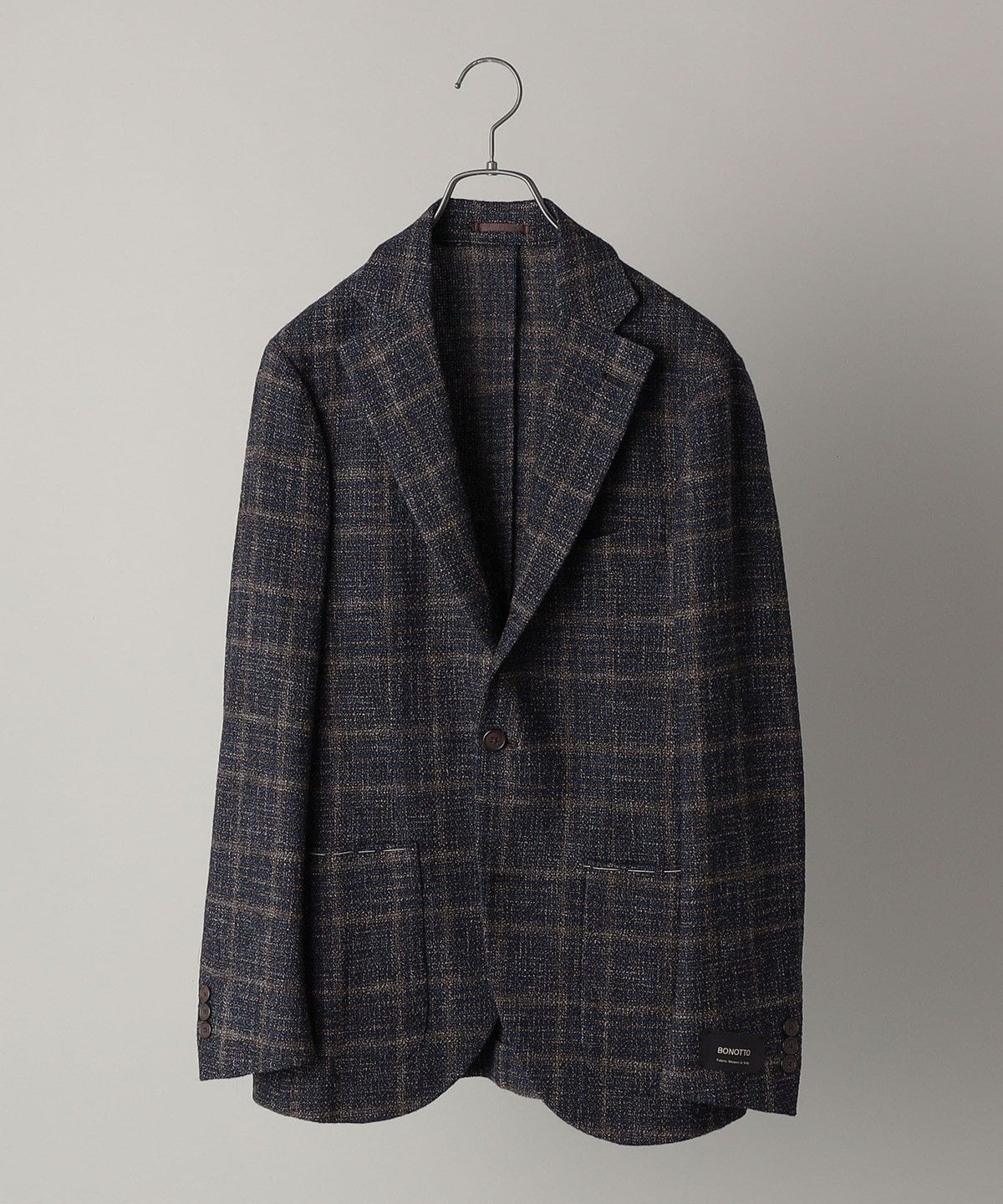 SHIPS: ボノット社生地使用 ブークレ チェック S/3Bジャケット