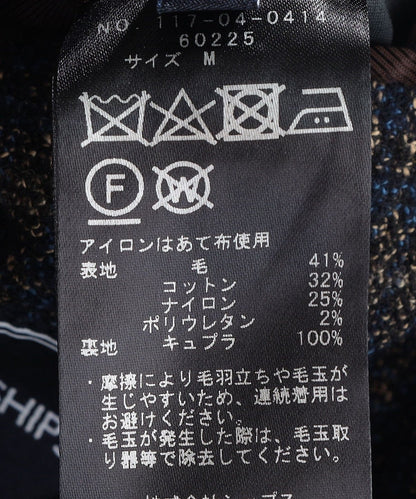 SHIPS: ボノット社生地使用 ブークレ チェック S/3Bジャケット