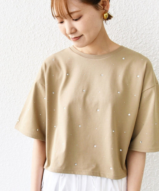 【WEB限定】〈手洗い可能〉ラインストーン ワイド TEE