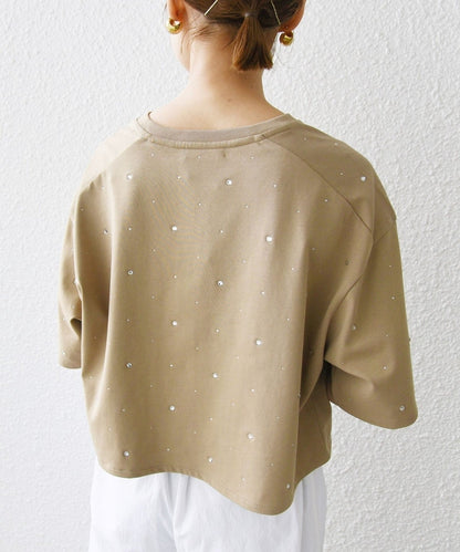 【WEB限定】〈手洗い可能〉ラインストーン ワイド TEE