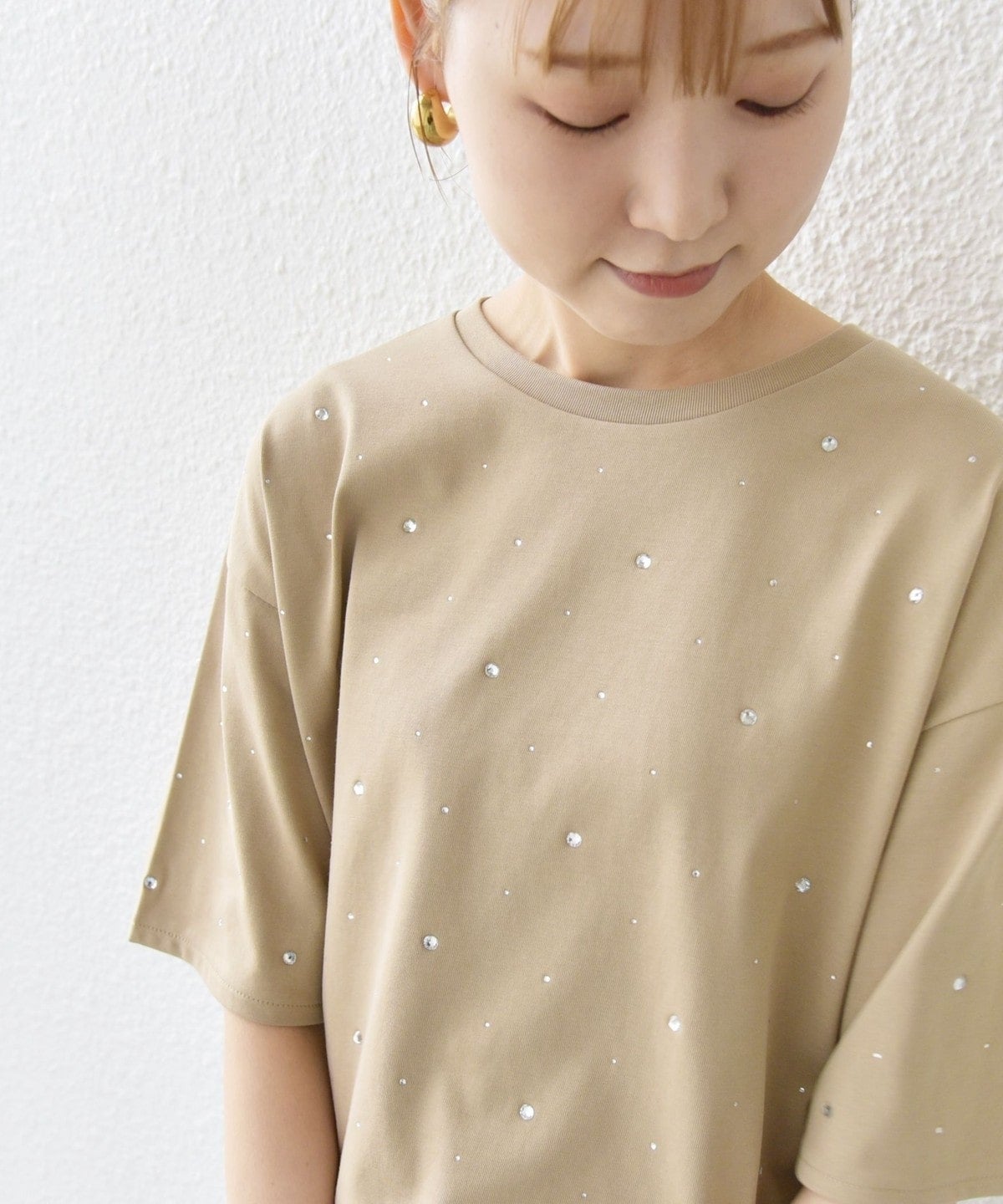 【WEB限定】〈手洗い可能〉ラインストーン ワイド TEE