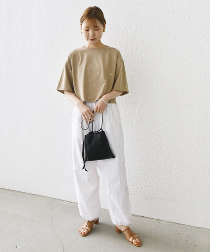 【WEB限定】〈手洗い可能〉ラインストーン ワイド TEE