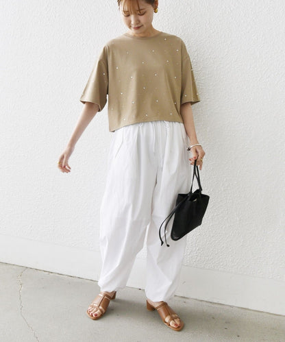 【WEB限定】〈手洗い可能〉ラインストーン ワイド TEE