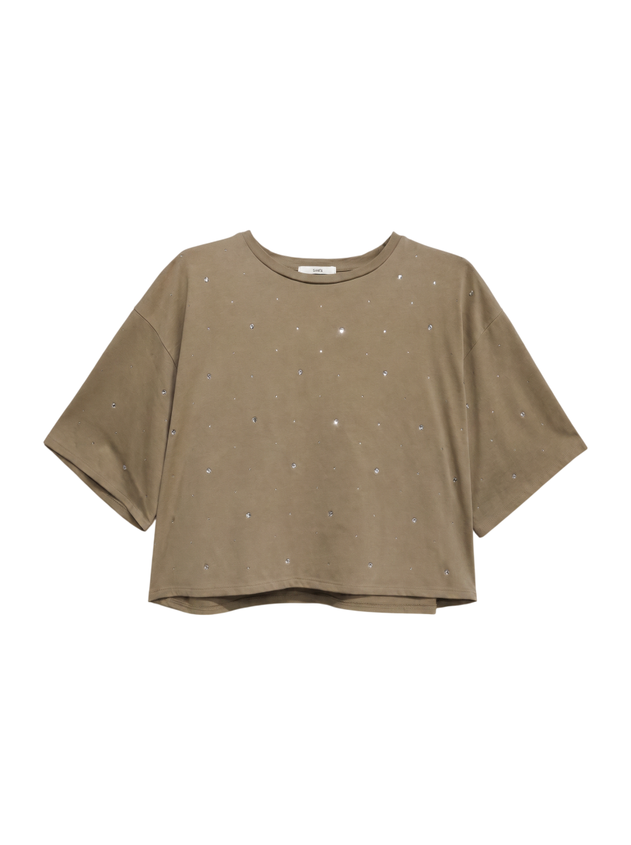 【WEB限定】〈手洗い可能〉ラインストーン ワイド TEE