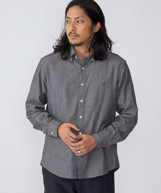 SHIPS: ワンポイント ロゴ エンブロイダリー コットン / レーヨン オックスフォード ボタンダウン シャツ