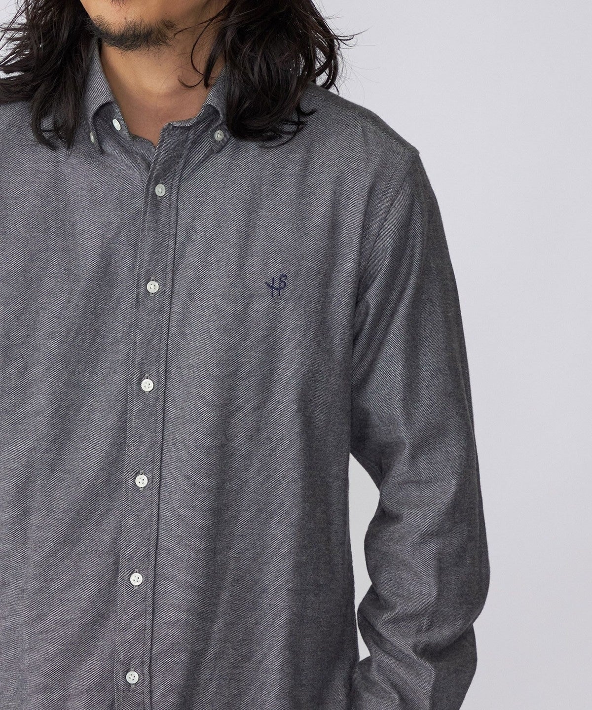 SHIPS: ワンポイント ロゴ エンブロイダリー コットン / レーヨン オックスフォード ボタンダウン シャツ