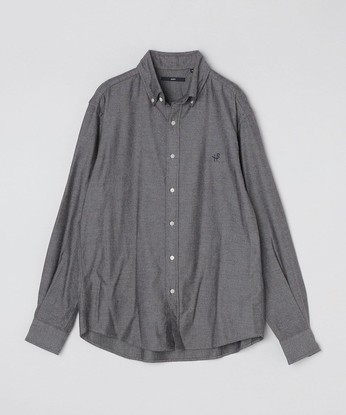 SHIPS: ワンポイント ロゴ エンブロイダリー コットン / レーヨン オックスフォード ボタンダウン シャツ