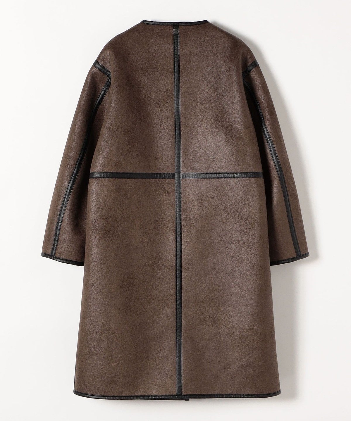 SHIPS any: フェイクムートン ノーカラー ロングコート