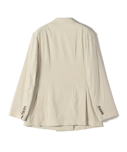 SHIPS Primary Navy Label:麻混 ストライプ ストレッチ ダブル ジャケット