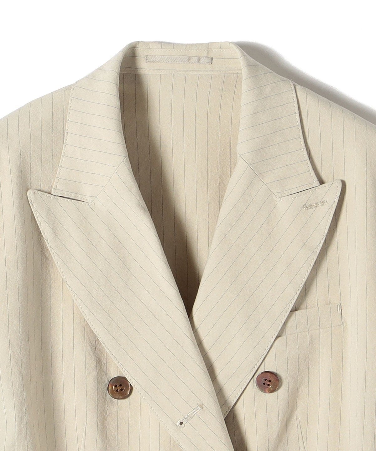 SHIPS Primary Navy Label:麻混 ストライプ ストレッチ ダブル ジャケット