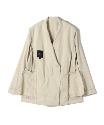 SHIPS Primary Navy Label:麻混 ストライプ ストレッチ ダブル ジャケット