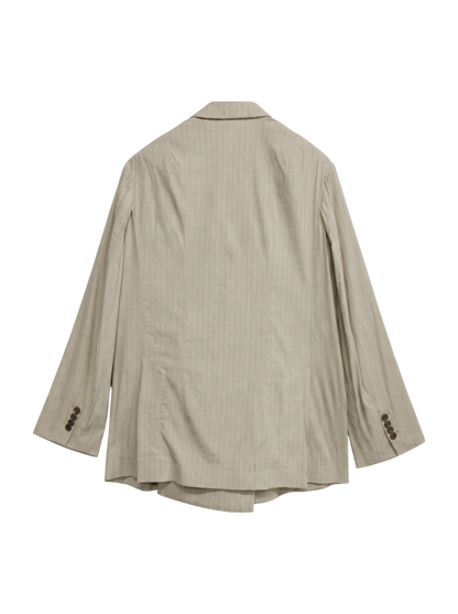 SHIPS Primary Navy Label:麻混 ストライプ ストレッチ ダブル ジャケット