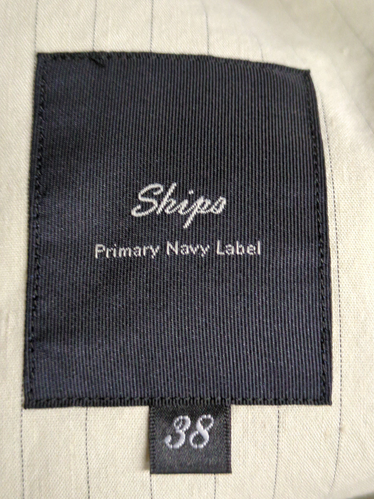 SHIPS Primary Navy Label:麻混 ストライプ ストレッチ ダブル ジャケット