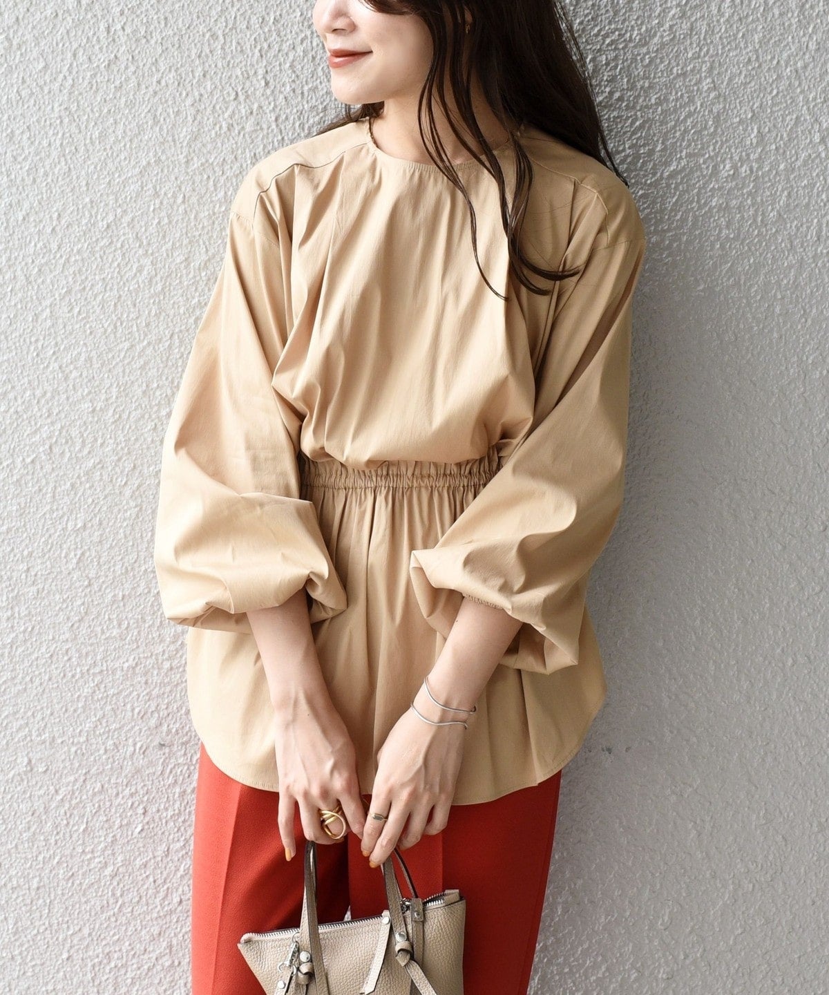 〈手洗い可能〉ブロードシャーリングブラウス