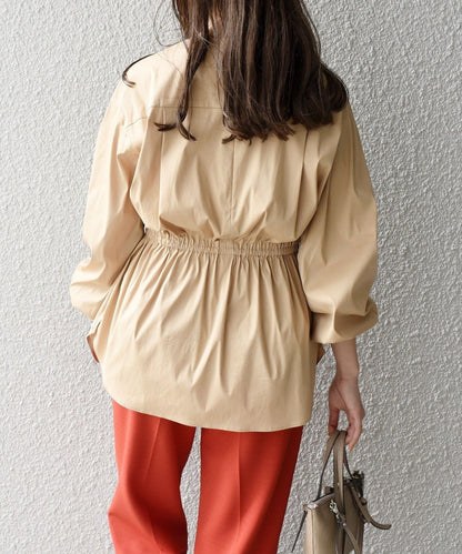 〈手洗い可能〉ブロードシャーリングブラウス