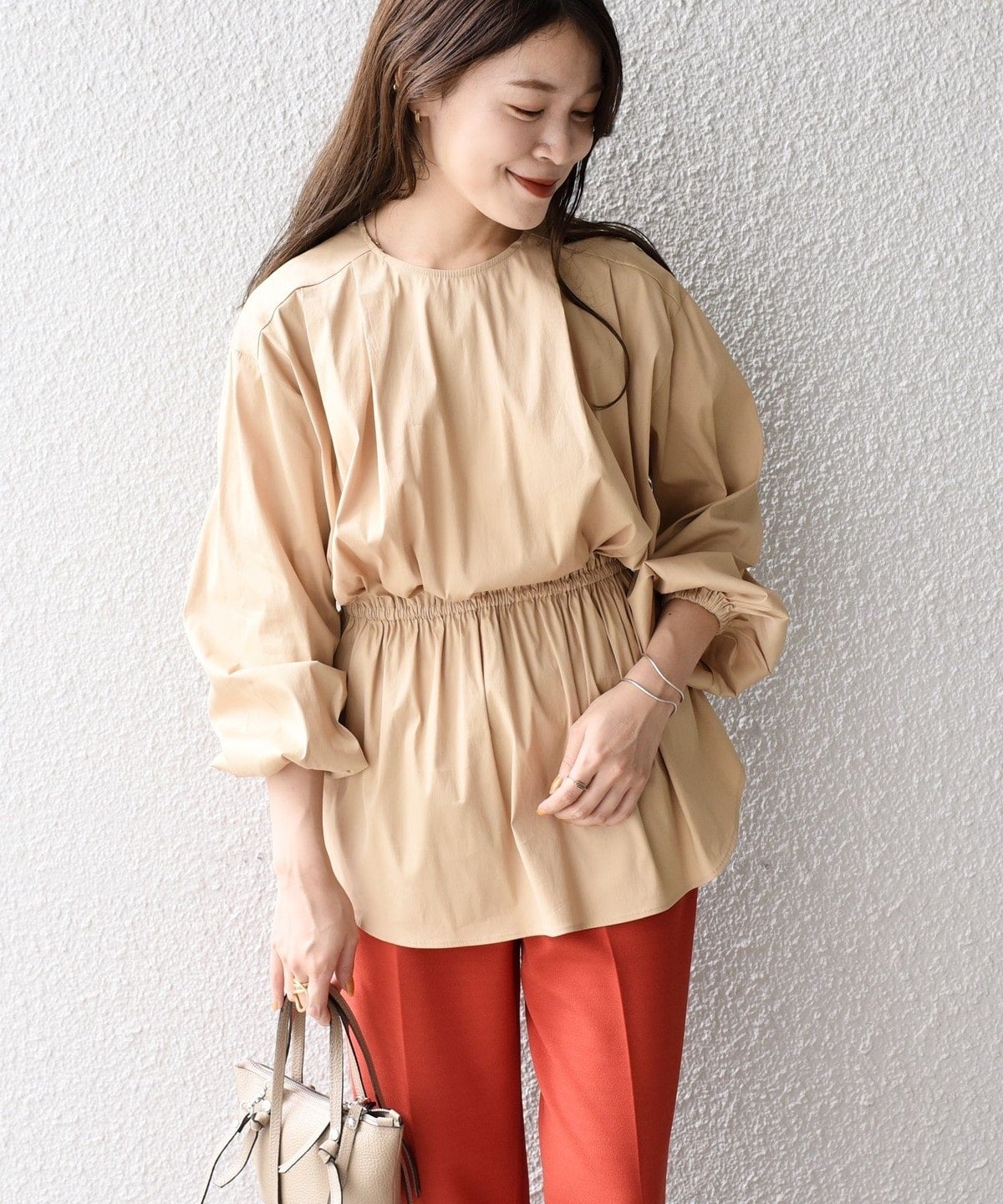 〈手洗い可能〉ブロードシャーリングブラウス