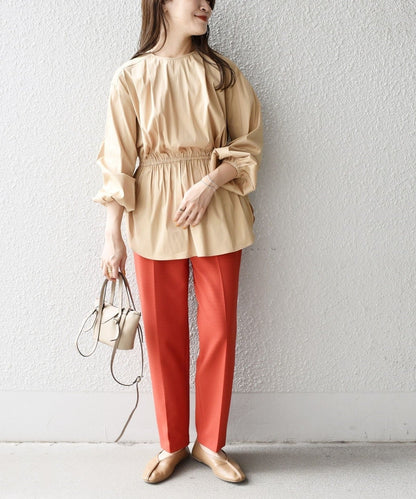 〈手洗い可能〉ブロードシャーリングブラウス