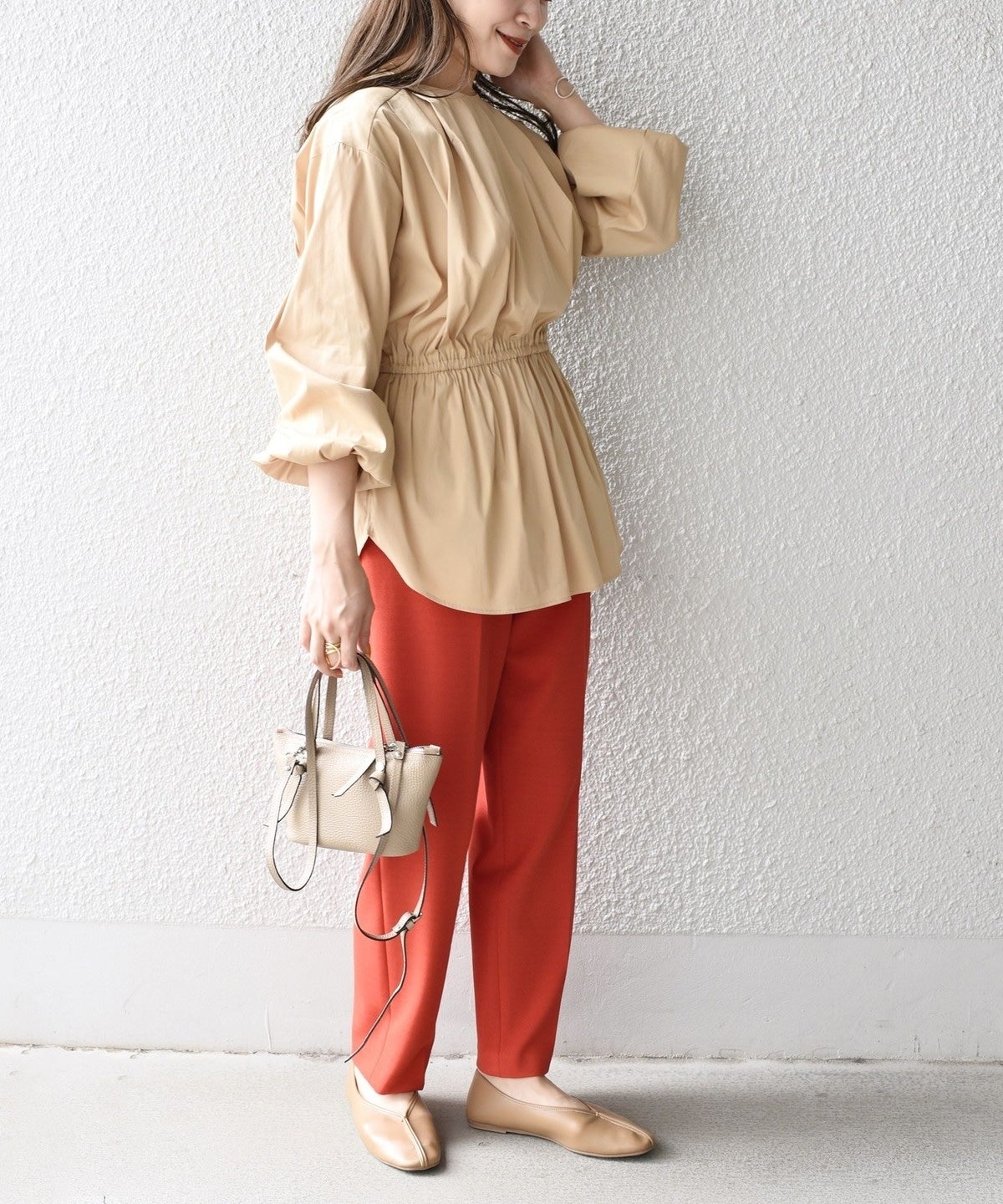 〈手洗い可能〉ブロードシャーリングブラウス