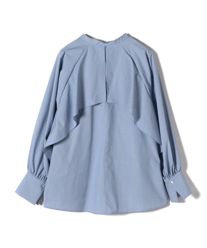〈UVカット/手洗い可能〉ストライプ バック ラッフル ブラウス 24SS