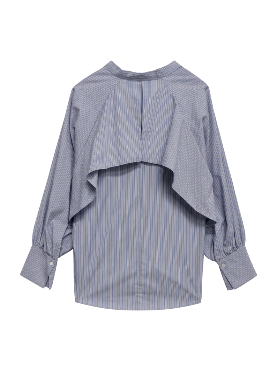 〈UVカット/手洗い可能〉ストライプ バック ラッフル ブラウス 24SS