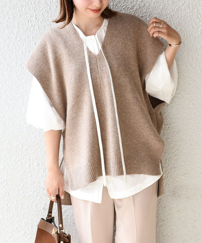 〈手洗い可能〉タスマニアラムウールVネックベスト