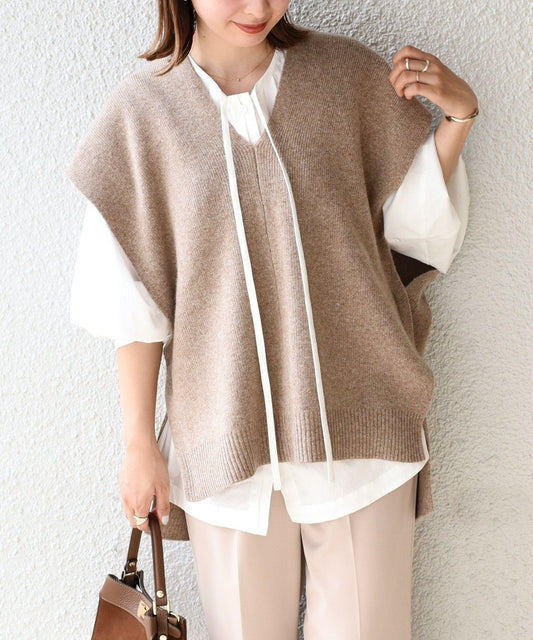 〈手洗い可能〉タスマニアラムウールVネックベスト