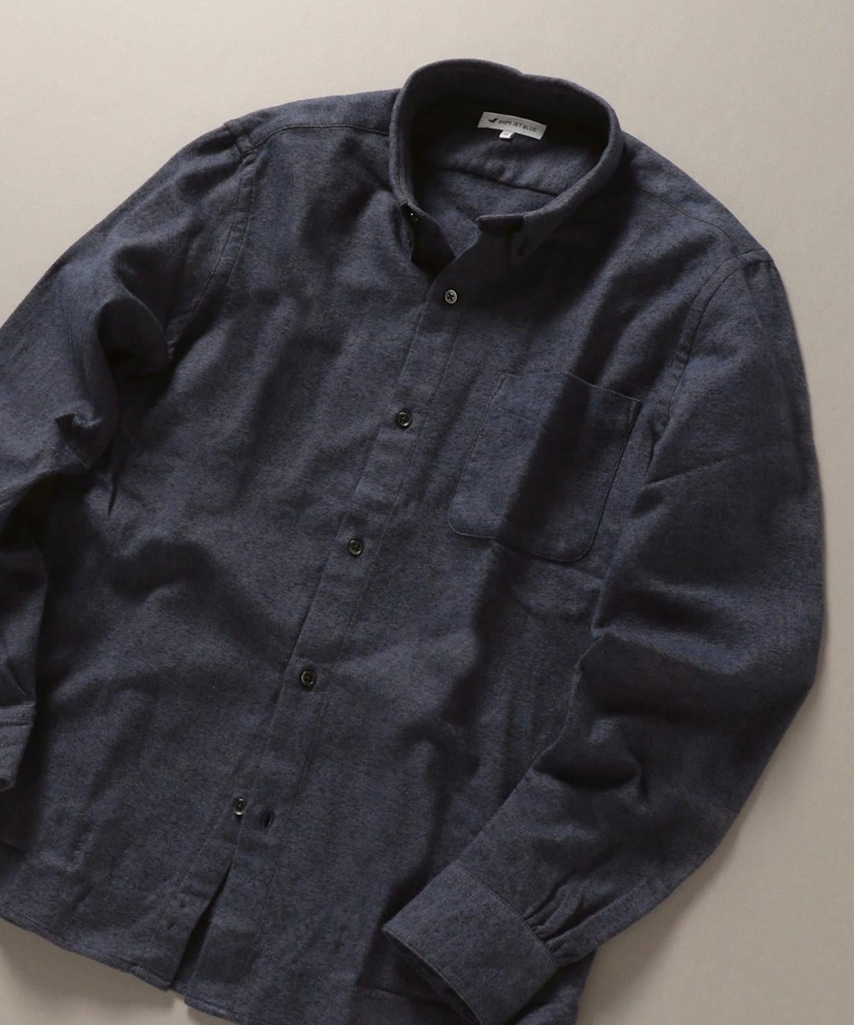 SHIPS JET BLUE: ボタンダウン ネルシャツ ソリッド