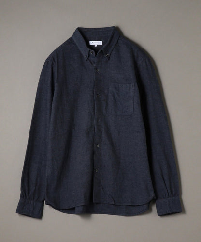 SHIPS JET BLUE: ボタンダウン ネルシャツ ソリッド