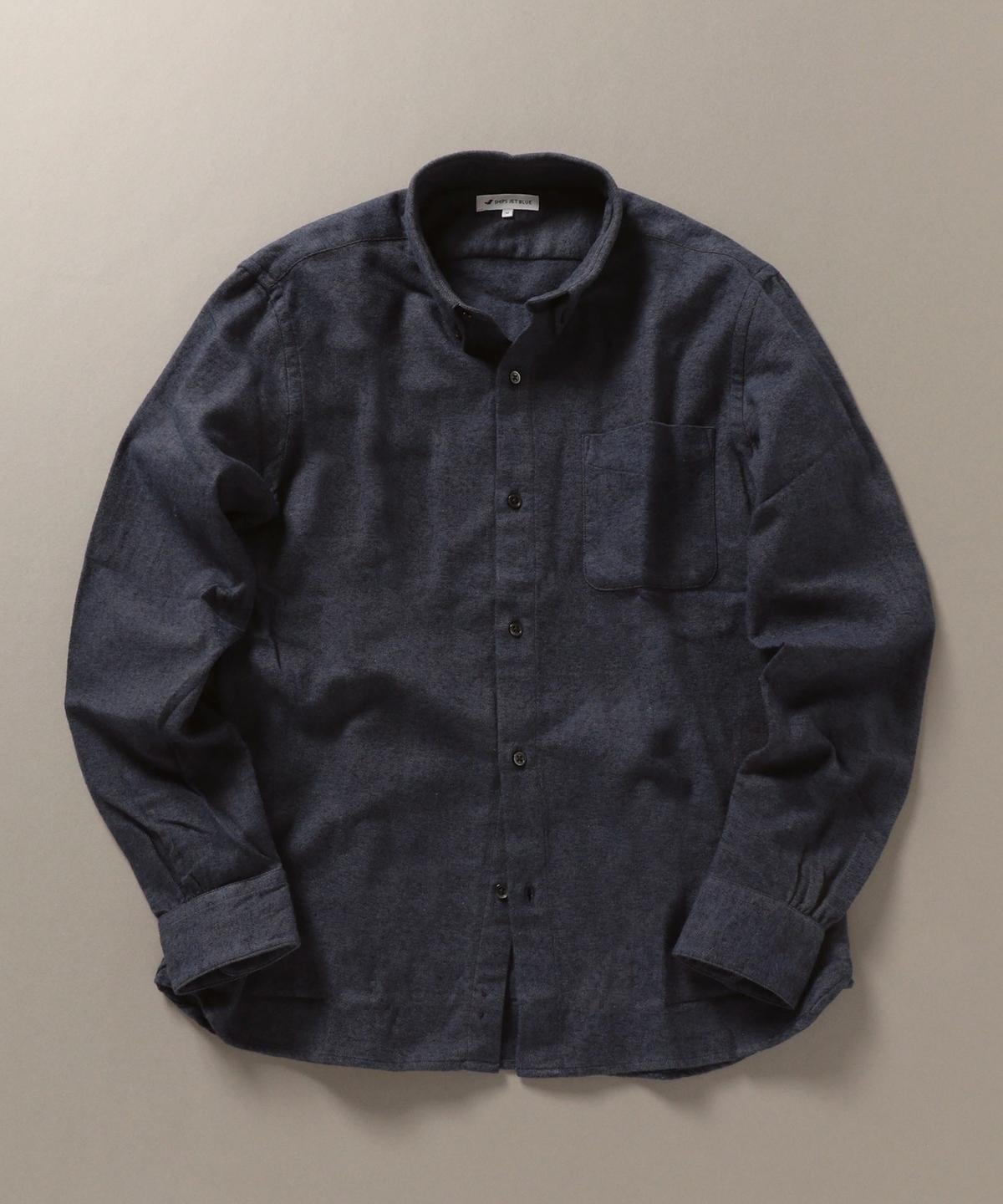 SHIPS JET BLUE: ボタンダウン ネルシャツ ソリッド