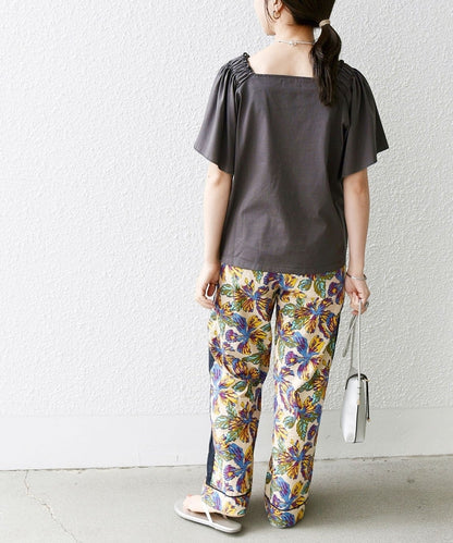 SHIPS any:〈洗濯機可能〉ギャザー フリル スクエアネック TEE