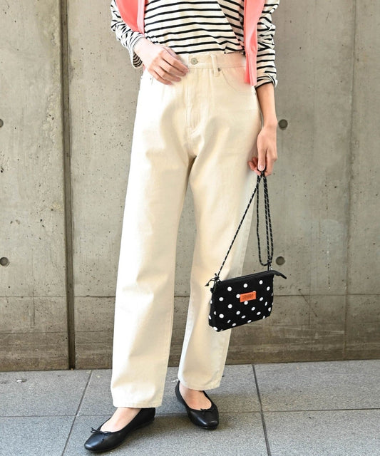 SHIPS any:〈ウォッシャブル〉ハイライズ ストレート デニムパンツ［SHIPS any DENIM］