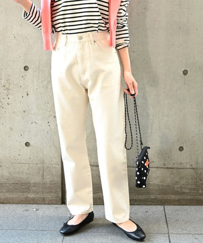 SHIPS any:〈ウォッシャブル〉ハイライズ ストレート デニムパンツ［SHIPS any DENIM］