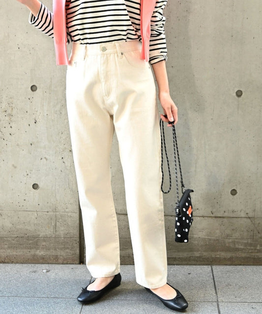 SHIPS any:〈ウォッシャブル〉ハイライズ ストレート デニムパンツ［SHIPS any DENIM］