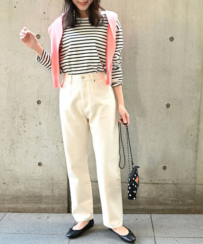 SHIPS any:〈ウォッシャブル〉ハイライズ ストレート デニムパンツ［SHIPS any DENIM］