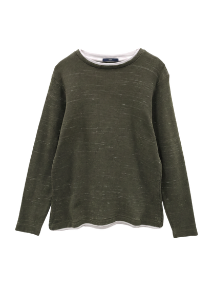 SHIPS: ワッフル フェイクレイヤード クルーネック Tシャツ (ロンT)