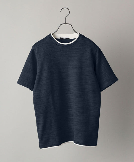SHIPS: ワッフル フェイクレイヤード クルーネック Tシャツ