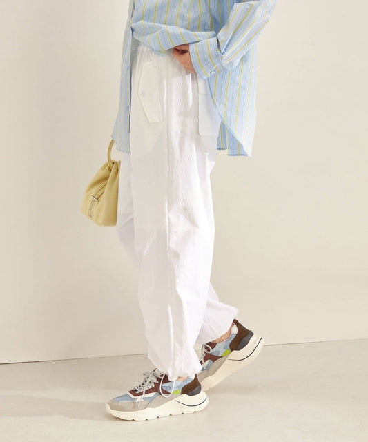 〈手洗い可能〉裾 ドロスト ギャザー パンツ