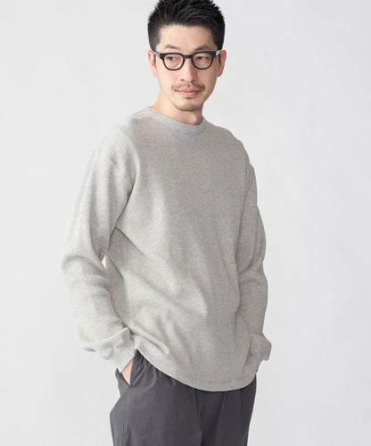 SHIPS: ベーシック ワッフル 長袖 Tシャツ