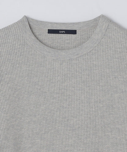 SHIPS: ベーシック ワッフル 長袖 Tシャツ