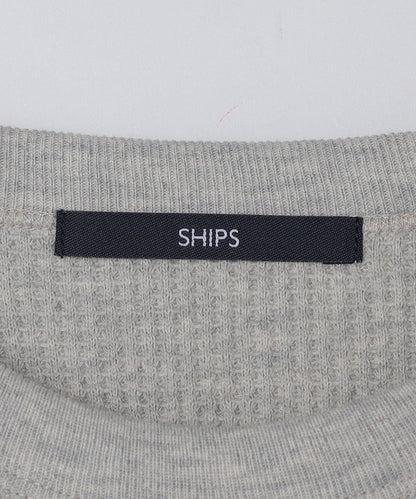 SHIPS: ベーシック ワッフル 長袖 Tシャツ