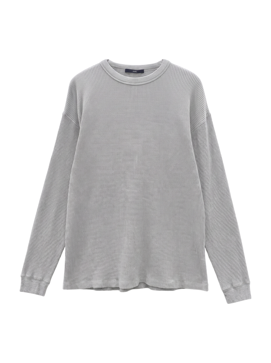 SHIPS: ベーシック ワッフル 長袖 Tシャツ