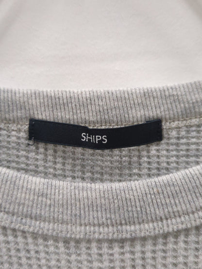 SHIPS: ベーシック ワッフル 長袖 Tシャツ